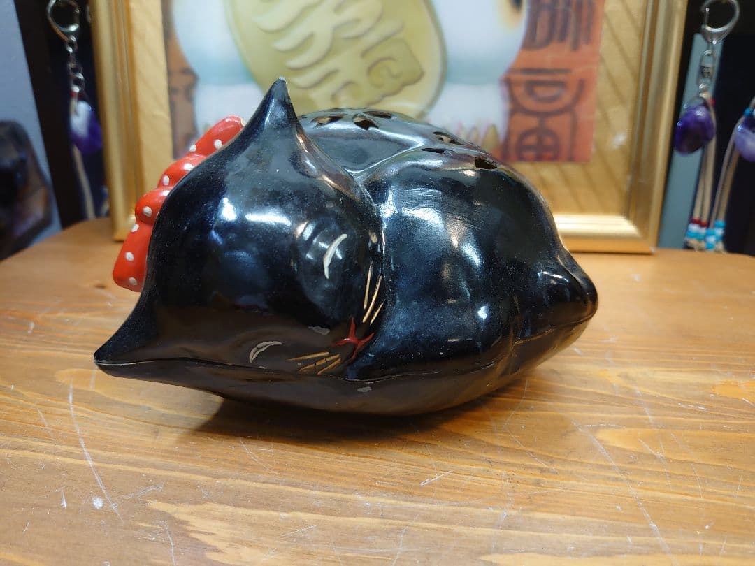 開運 アンティーク 眠り猫 （真鍮製）香炉   蚊取り線香