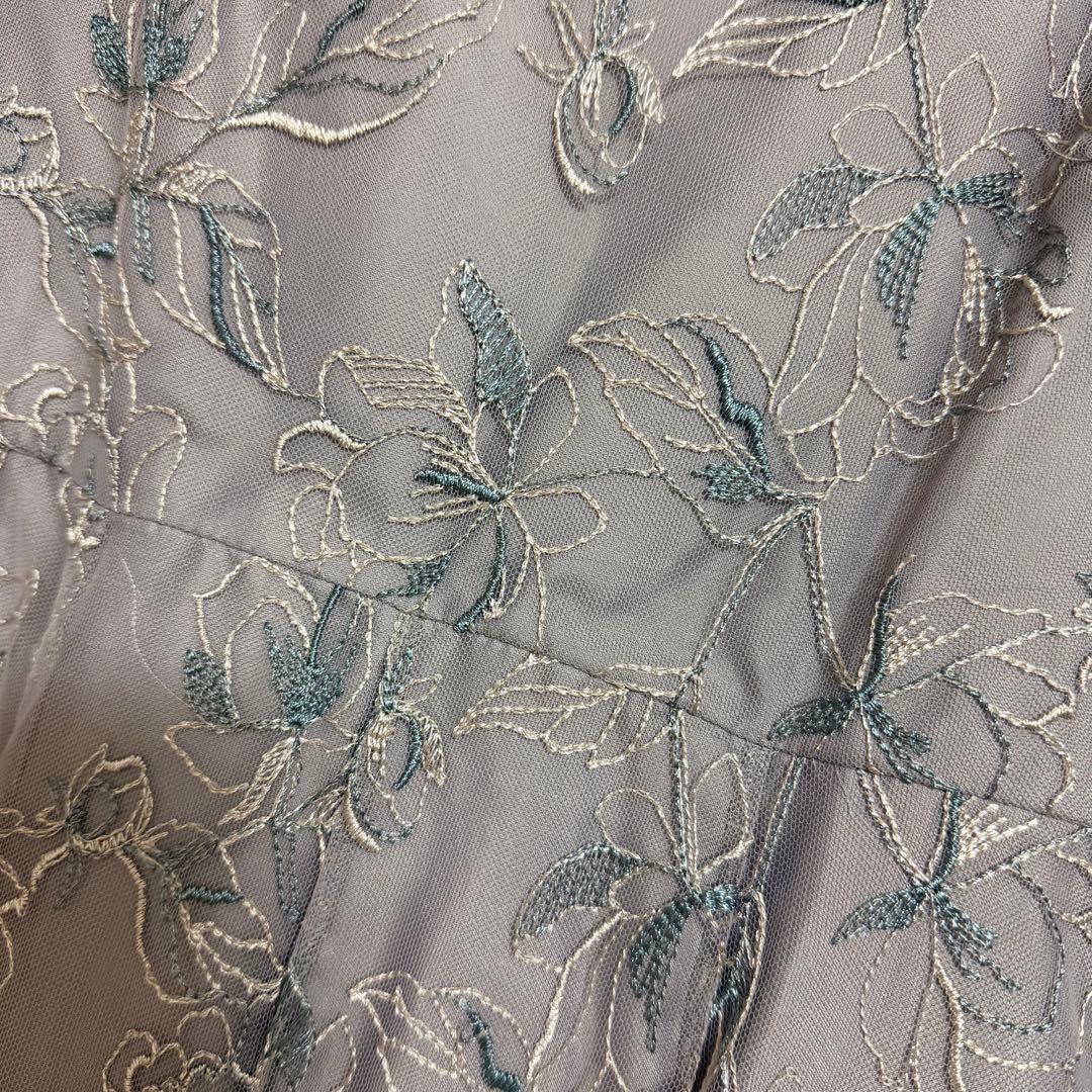 シャーリングスリーブ 総レース フェミニン パーティー ドレス　Kana