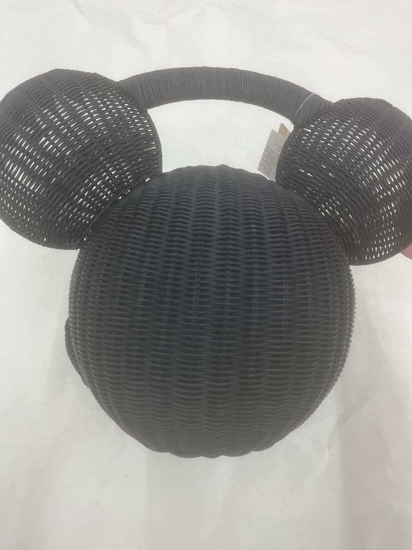 ミッキー型 ブラック かごバッグ