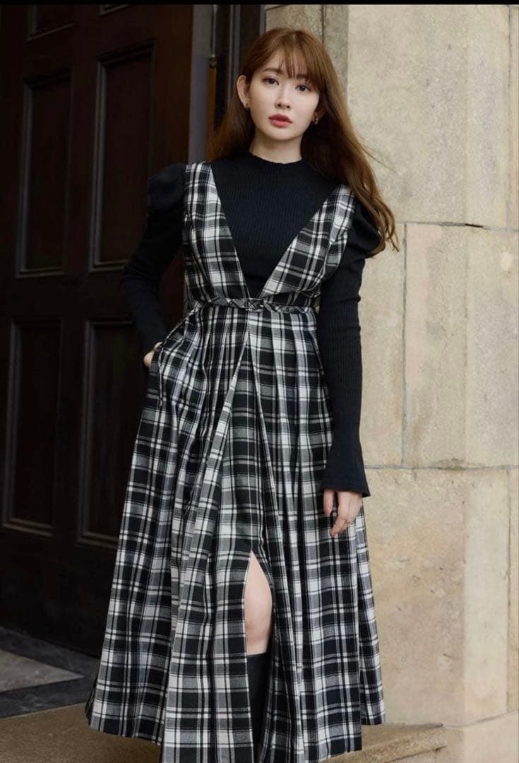 ハーリップトゥ　Classic Plaid Jumper Dress