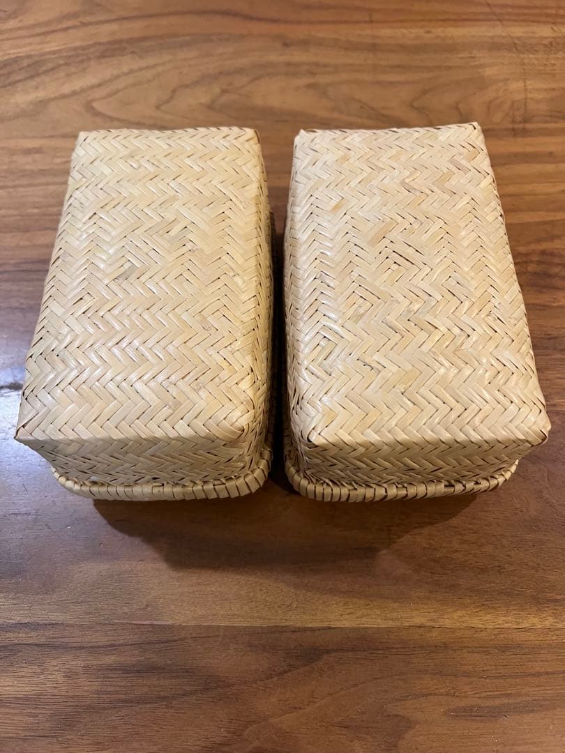 鳥越竹細工　弁当長四角　小物入れ　ランチボックス　2個セット