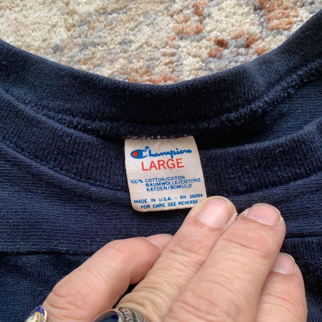 Champion ネイビー フットボールシャツ LARGE