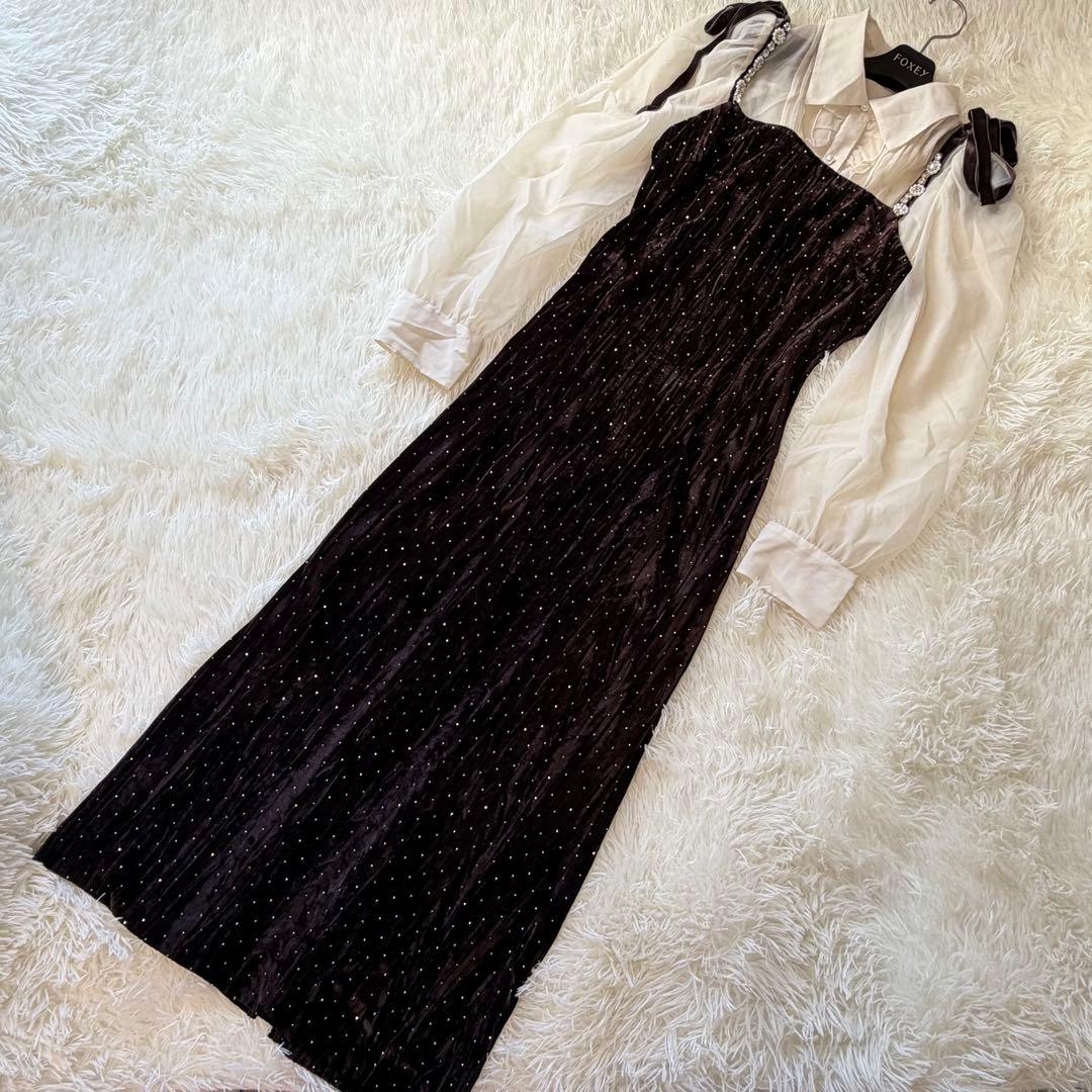 L.B CANDY STOCK ブラウスセットビジューベロアキャミワンピース