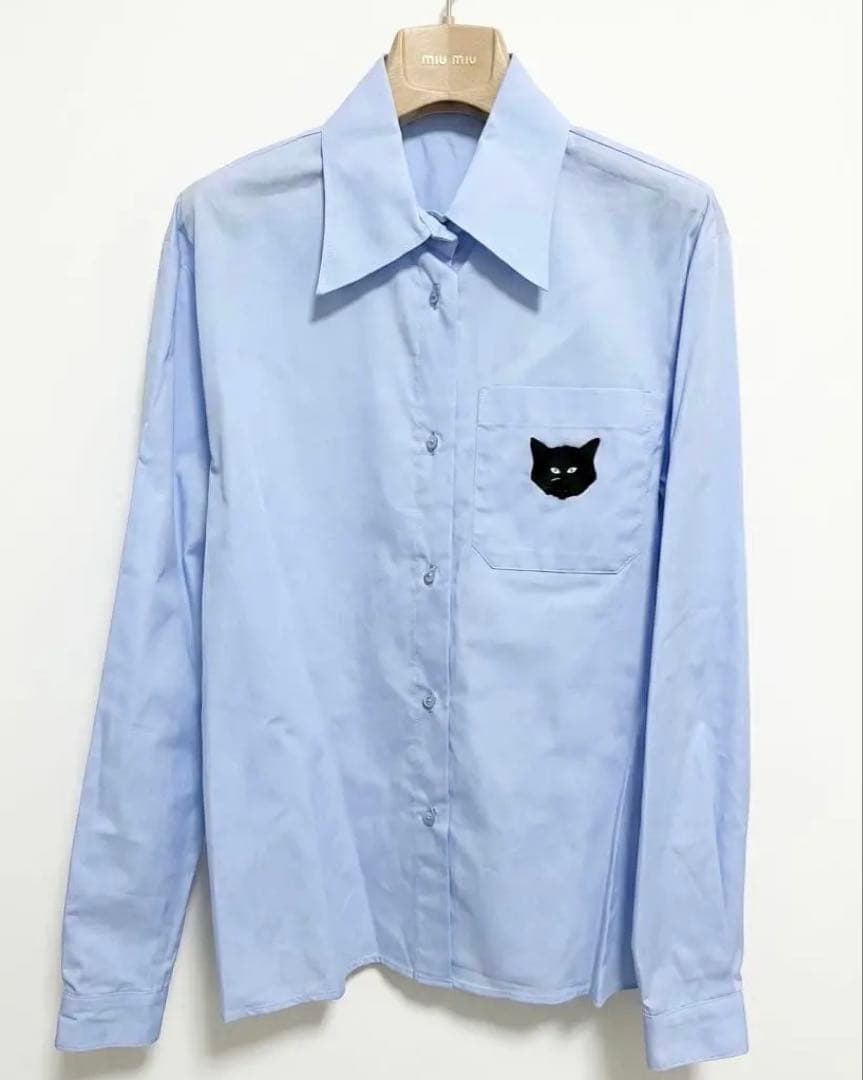 新品　MIUMIU 猫　ワイシャツ　ブラウス