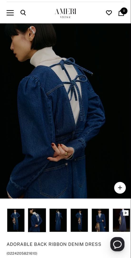 ワンピース AMERI ADORABLE BACK RIBBON DENIM DRESS M