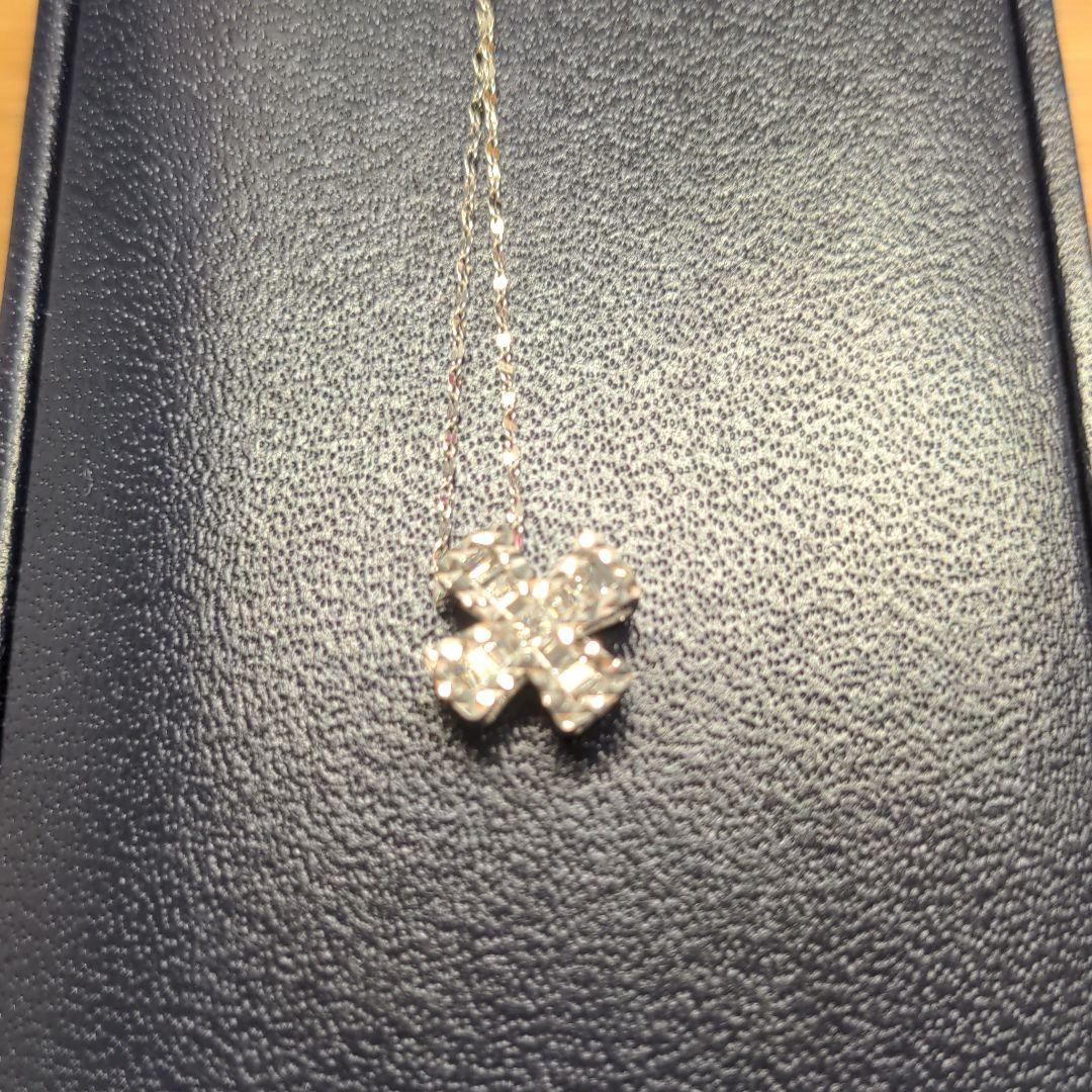 18金テーバーダイヤモンドクロスネックレス0.2ctup