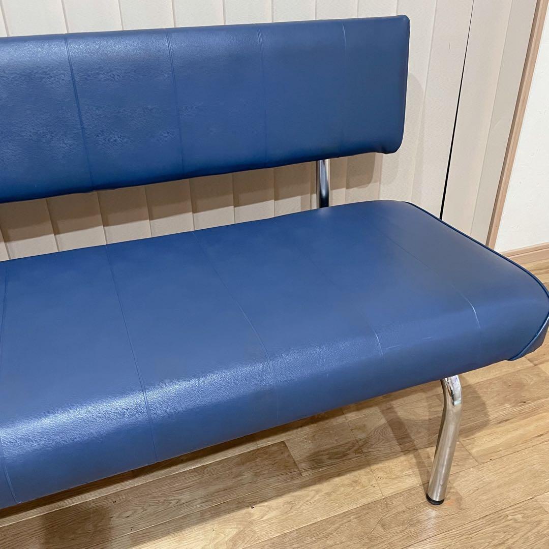 【レア】ビンテージ　ソファ ロビーチェア　3人掛け　ベンチ　レザー　昭和　レトロ