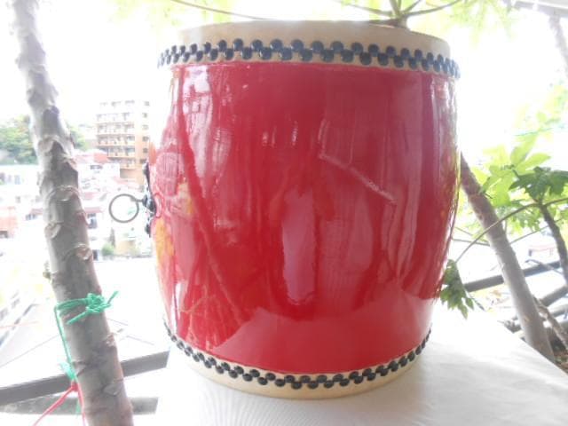 (送料無料)28.000円　N沖縄大太鼓39cm 撥付き　約5.5kg