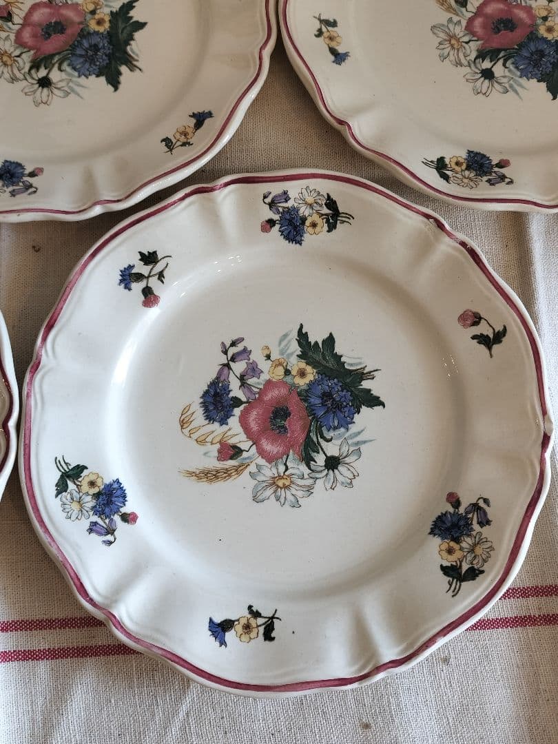 アンティーク　フランス　サルグミンヌ　アグレストデザート皿　5枚セット　19cm