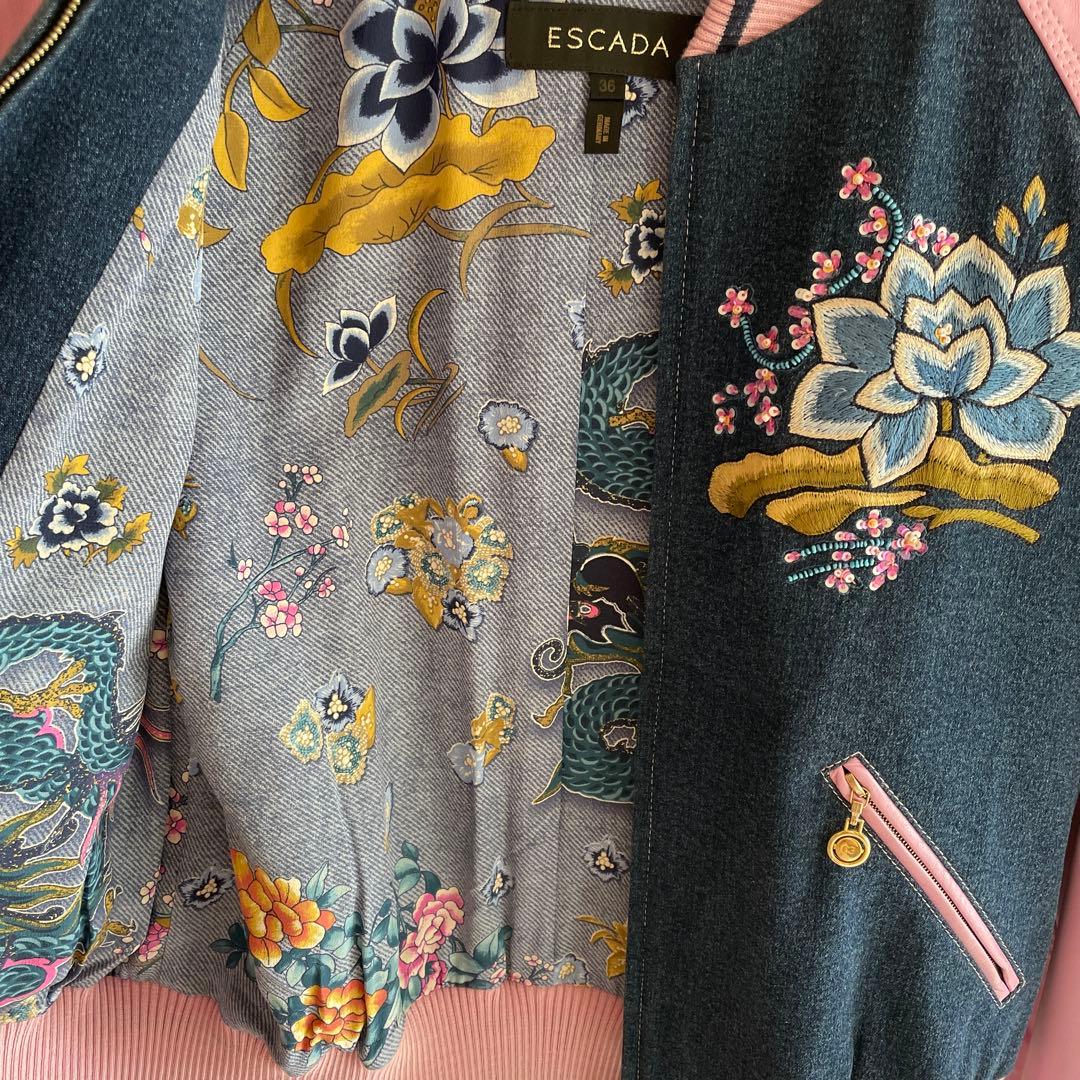 新品未使用　ESCADA エスカーダ　レザーブルゾン　ジャケット　デニム