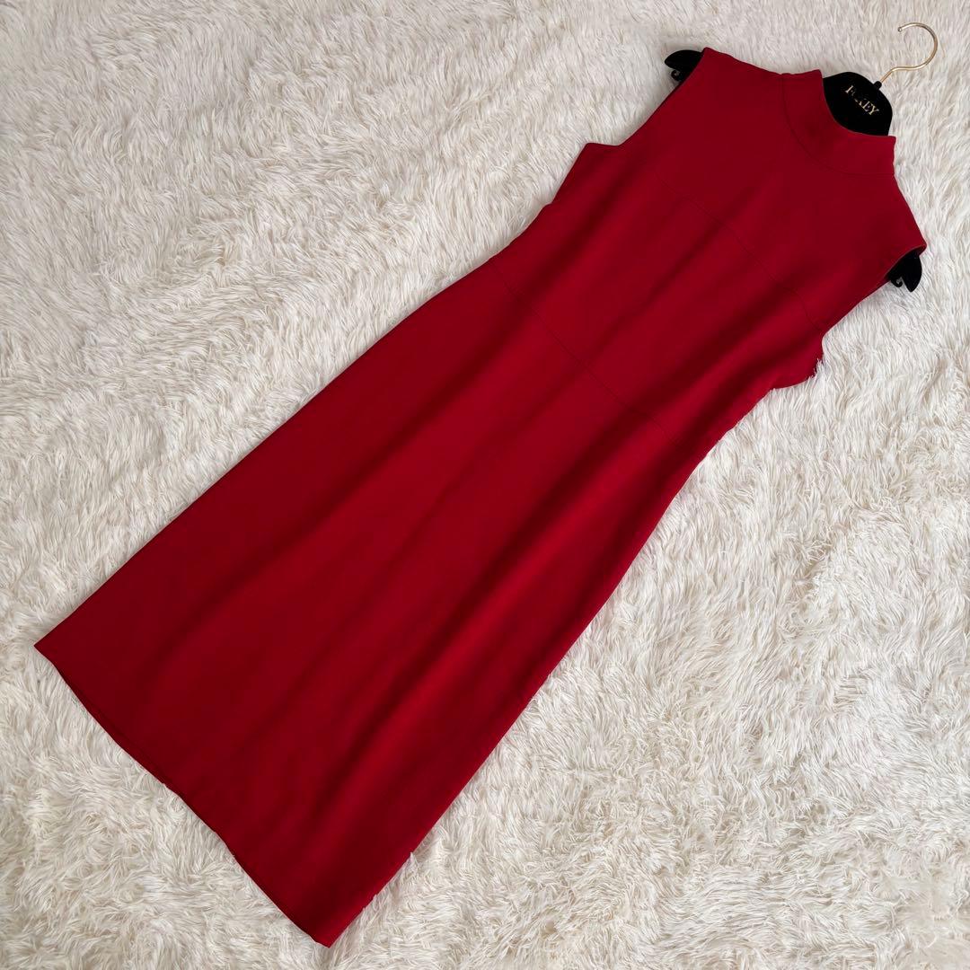 【kumako】マックスマーラ ロングワンピース ノースリーブ 赤 ウール