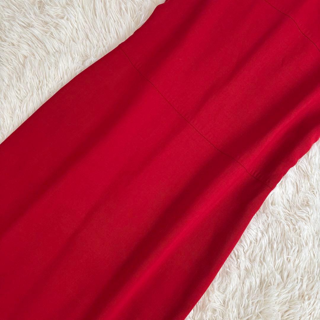 【kumako】マックスマーラ ロングワンピース ノースリーブ 赤 ウール