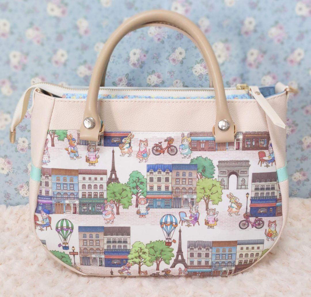 美*ち様 ハンドメイド　ジョリーフルール　パリの街並み　ネコ　ぽってりトート