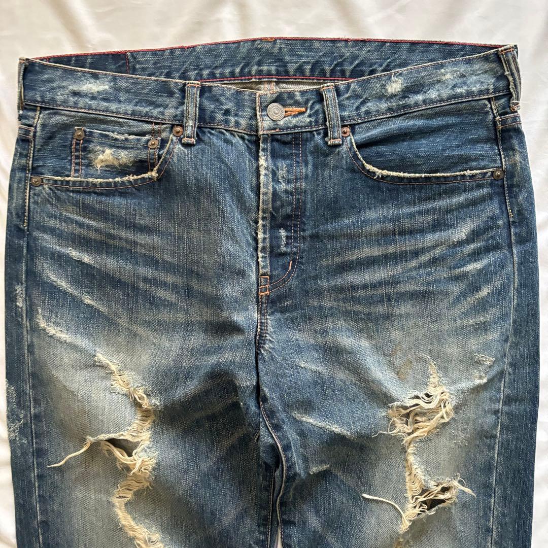 00's y2k ダメージデニム フェード ヒゲ グランジ archive