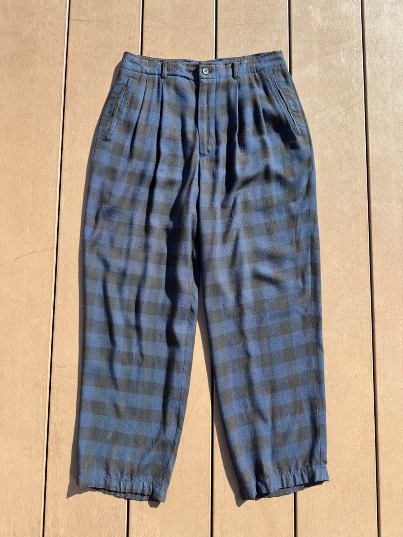 90〜00s rayon 100 スラックス　レーヨン　チェック柄？