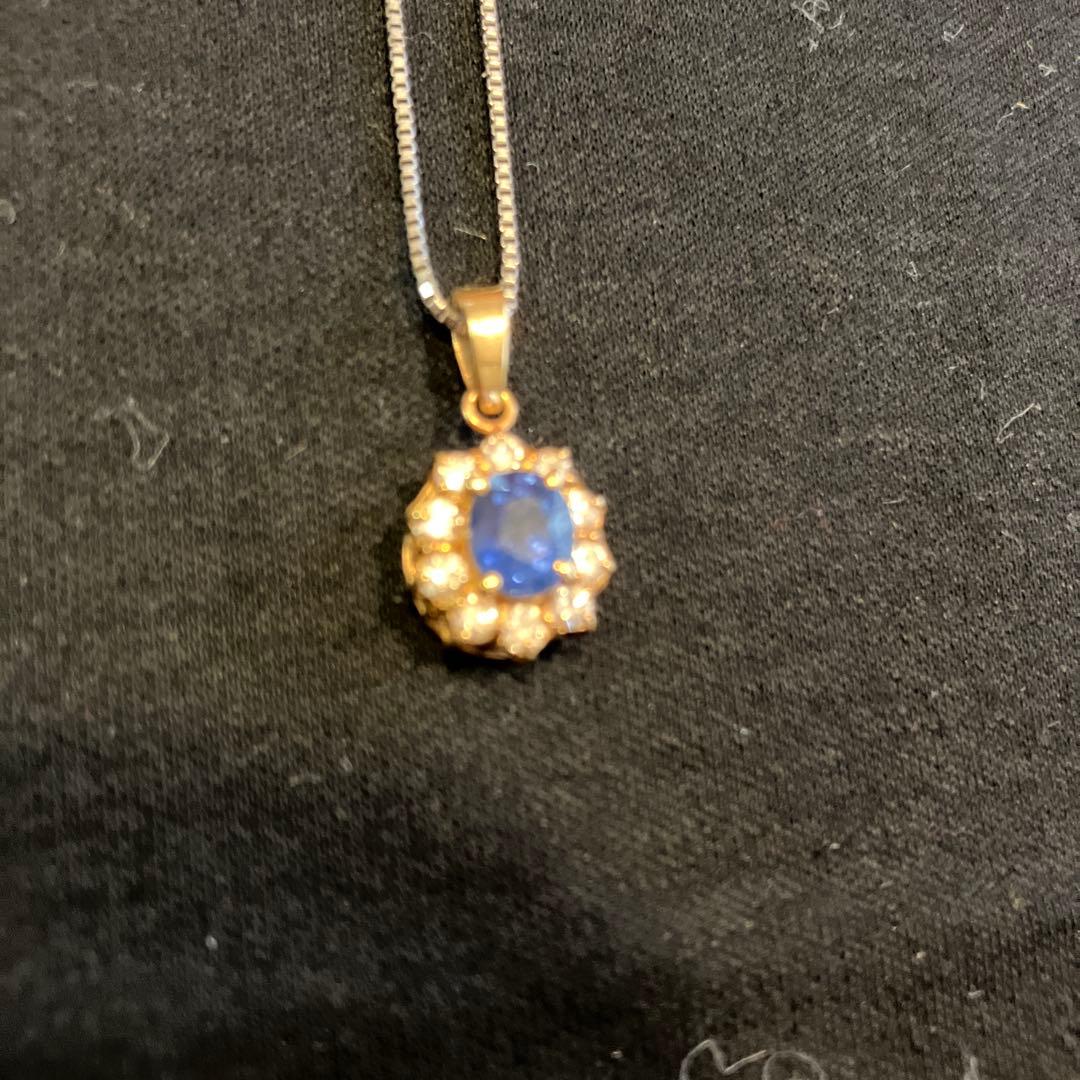 Pt850 ネックレス 2本セット天然サファイア ダイヤモンド 指輪リメイク