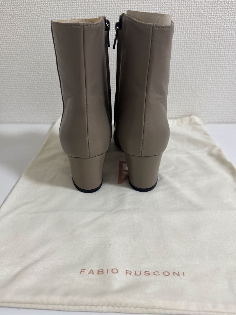 FABIO RUSCONI グレー レザー ショートブーツ