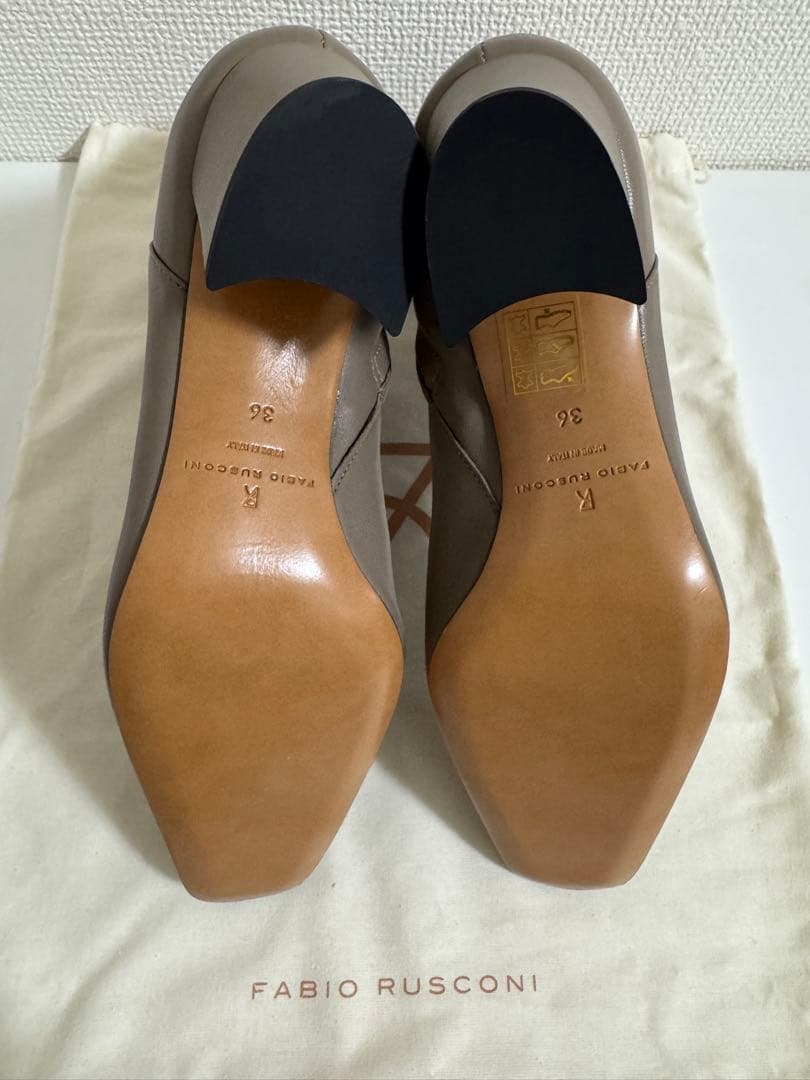 FABIO RUSCONI グレー レザー ショートブーツ