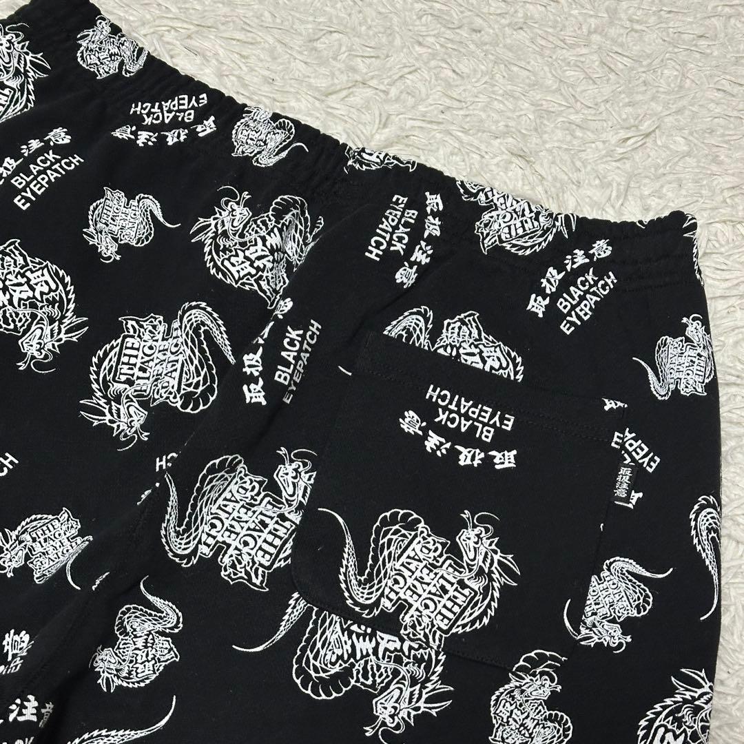 【極美品】 BLACK EYEPATCH 取扱注意 龍 スウェット ハーフパンツ