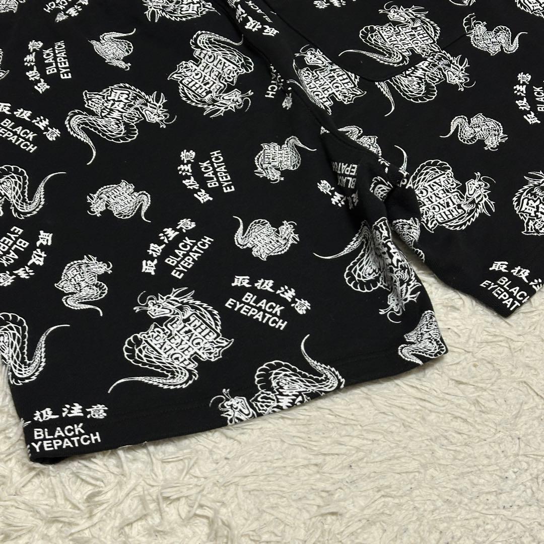 【極美品】 BLACK EYEPATCH 取扱注意 龍 スウェット ハーフパンツ