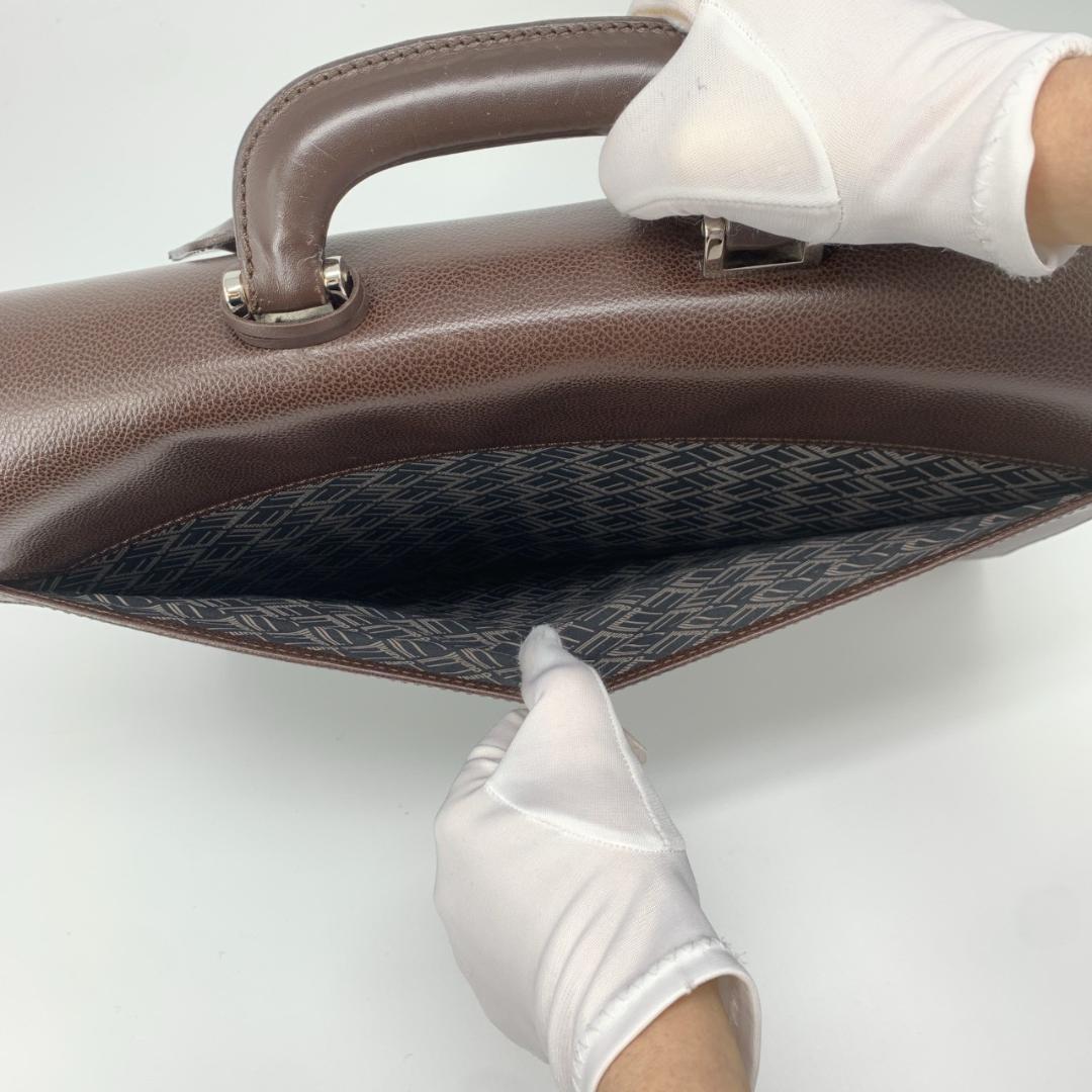 ダンヒル 鍵付き ハンド トート ビジネスバッグ ブリーフケース 本革 茶