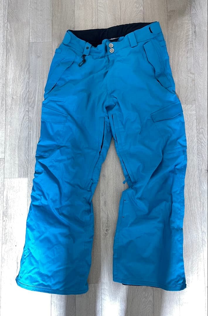 【人気】686スノボウェア上下セット [L]スカル髑髏総柄パンツ青