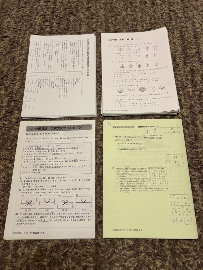 【書き込みなし】サピックス SAPIX 慶應附属中学対策プリント 4点セット