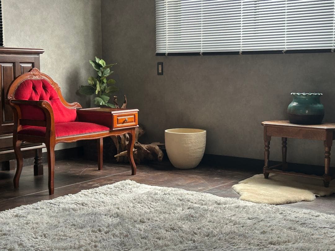 アンティーク　ビンテージ　クラシック　木彫　猫脚　レッド　テレフォンベンチ　GG