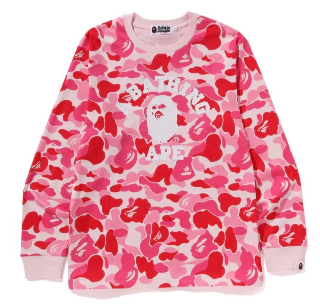 トップス A BATHING APE ABC CAMO COLLEGE LS TEE