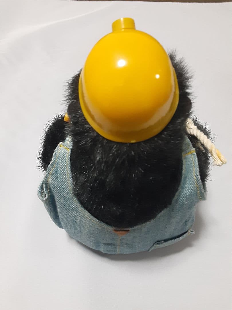 ゴリラ ぬいぐるみ デニムオーバーオール黄色ヘルメット