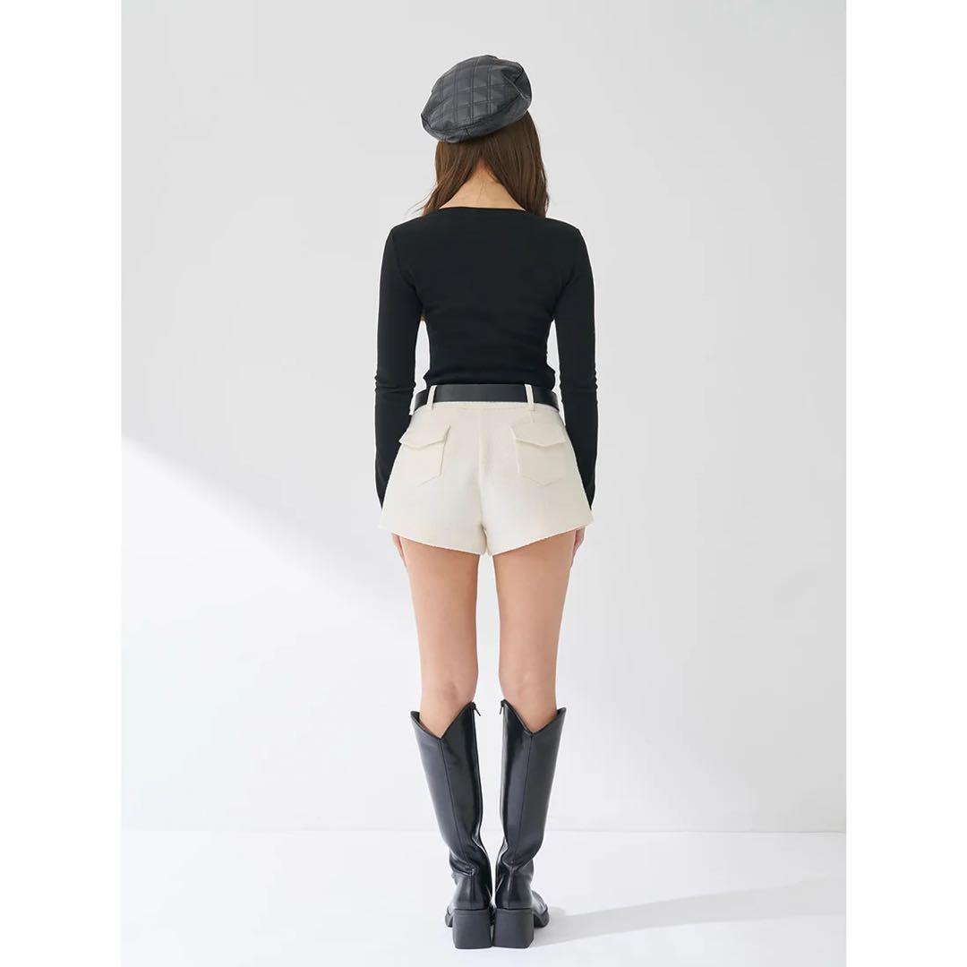 新品タグ付き ボンディングツイードショートパンツ アイボリー M