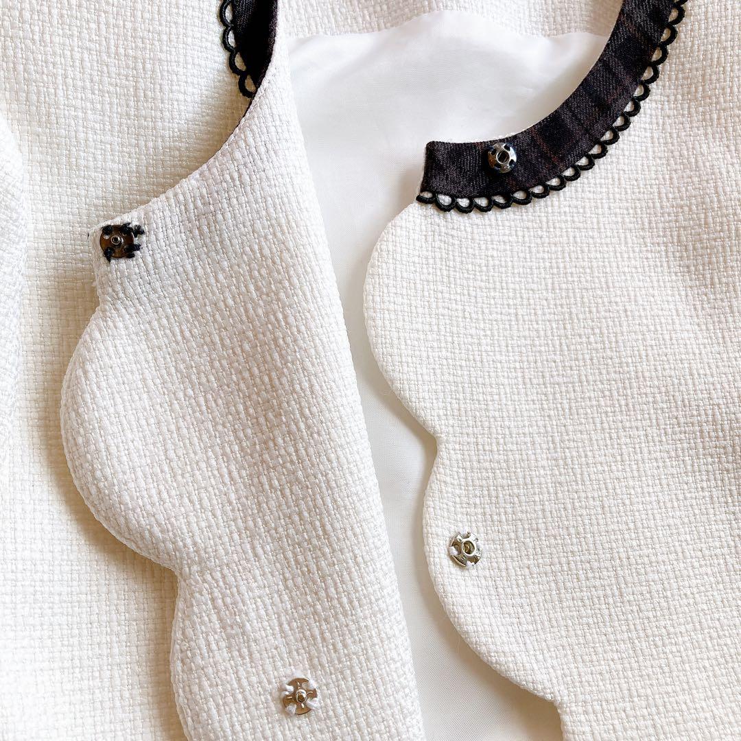 チェック×ホワイト セレモニー 入学 卒園 発表会 フォーマル