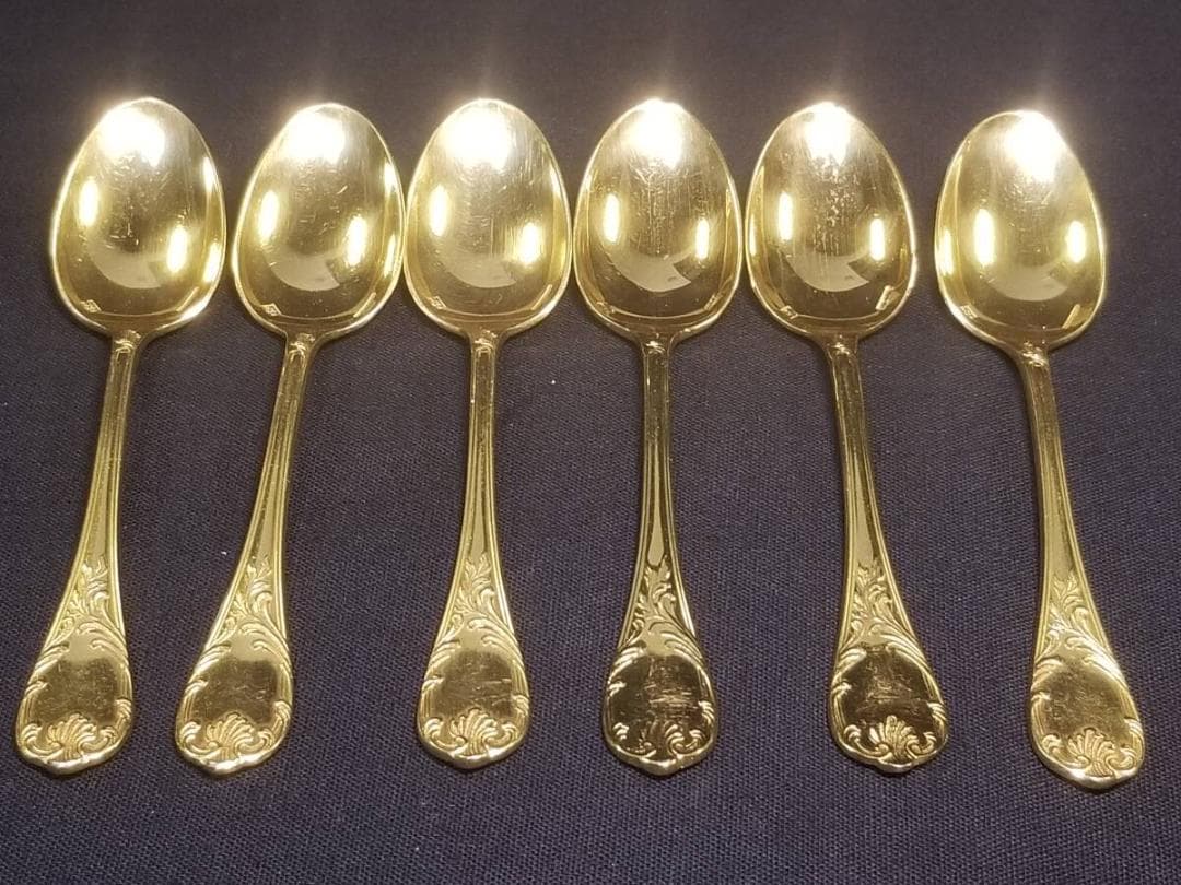 ※6本セット!!クリストフル マルリー 24金 モカ スプーン デミタス