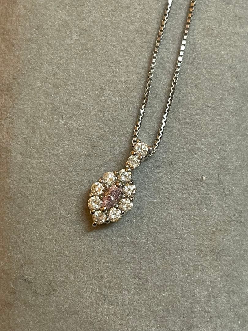 AGT鑑定書付 天然 Fancy Purple Pink ダイヤ ネックレスPt