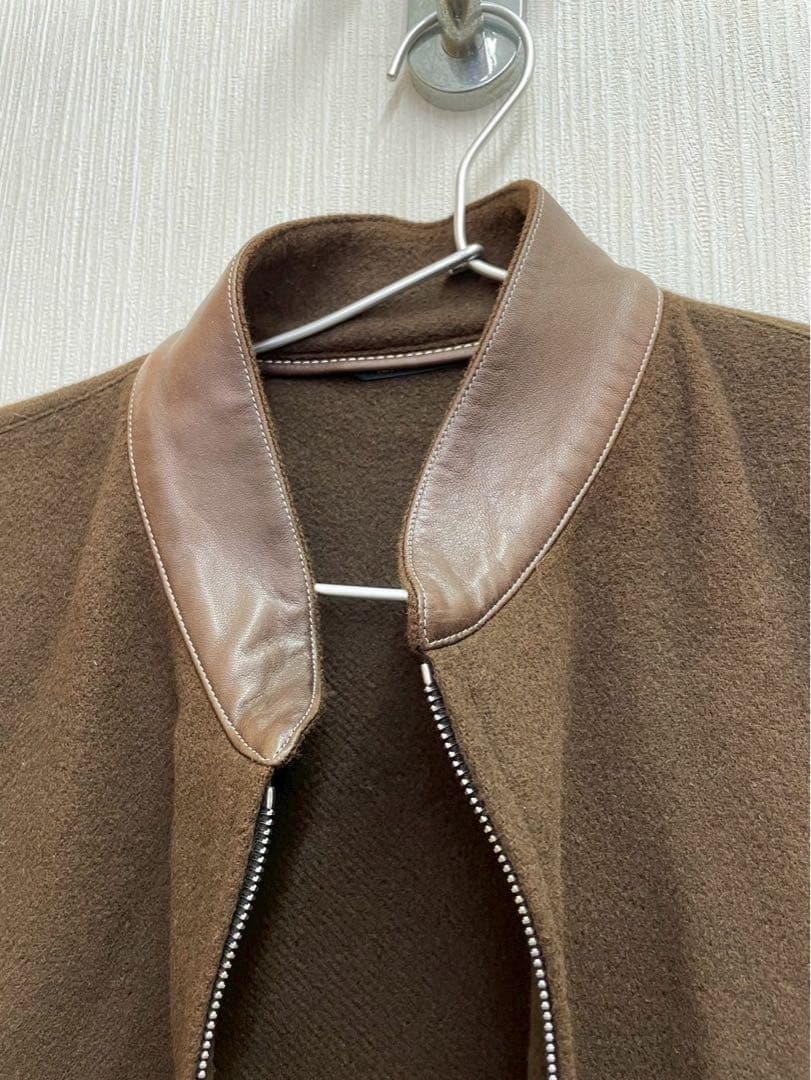【油淋鶏】エルメス ジャケット カシミヤ100％ レザー メンズサイズ50