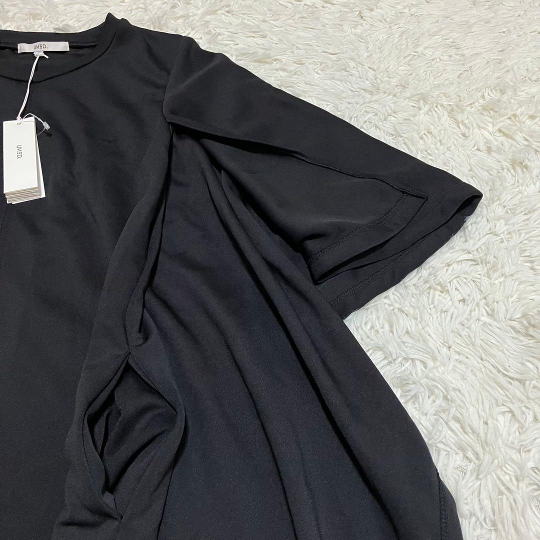 新品 UN3D アンスリード ケープスリーブワンピース ブラック ３６
