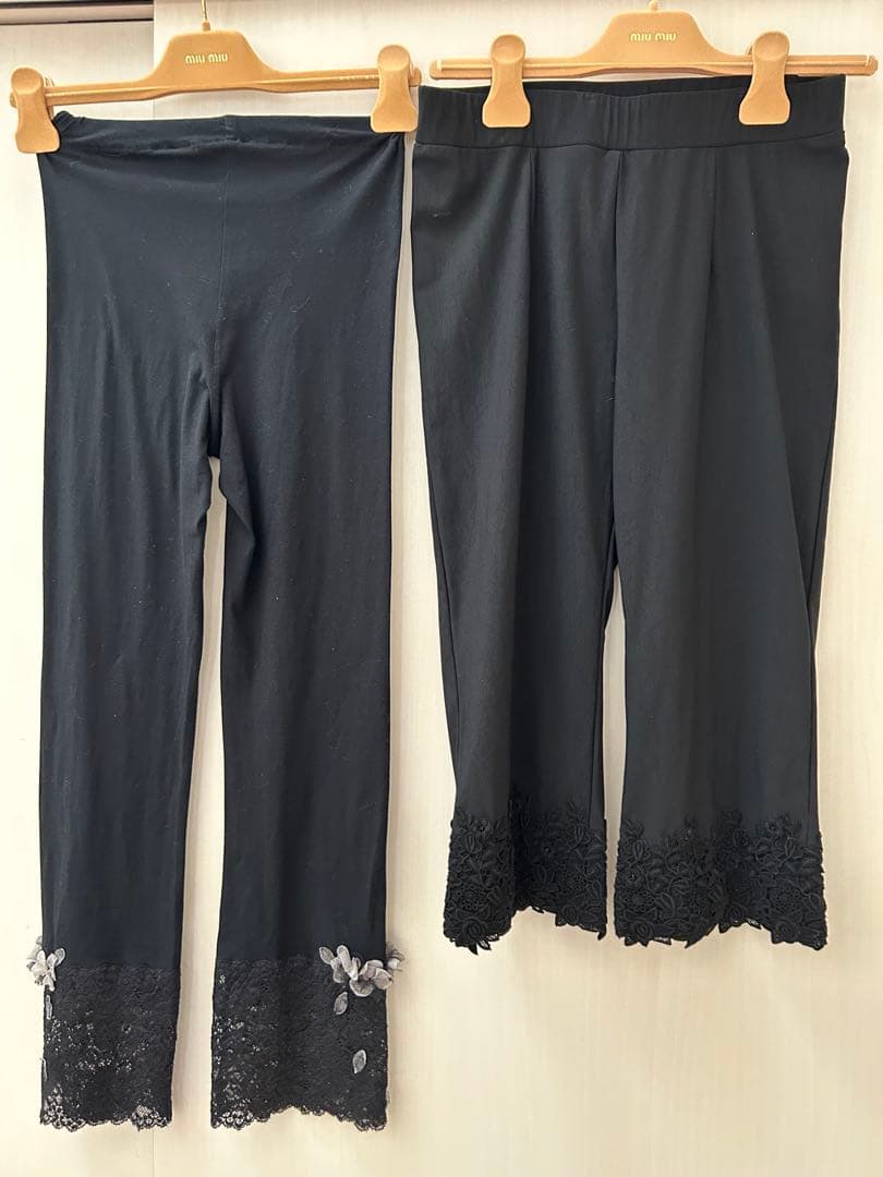 【ご確認】さえら以前依頼品レース装飾付きブラッククロップドパンツレギンス２点