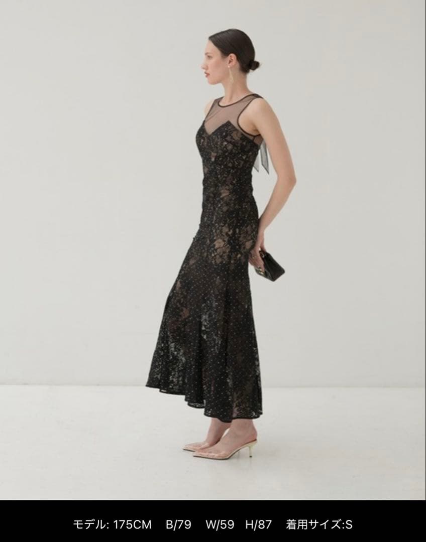 未使用 Leja LUXEレースストーンスパンコールフラワーマーメイドドレス　S