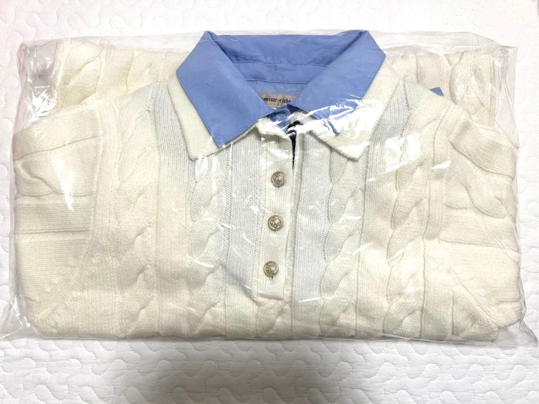 Apuweiser-riche ケーブルシャツレイヤードミニニットワンピース