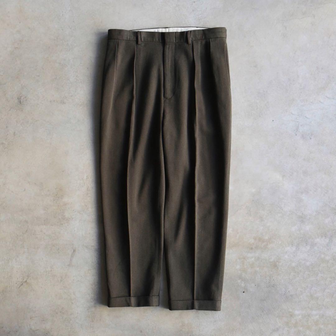 90s ラルフローレン ツータックスラックス ポロチノ ブラウン W36 L30