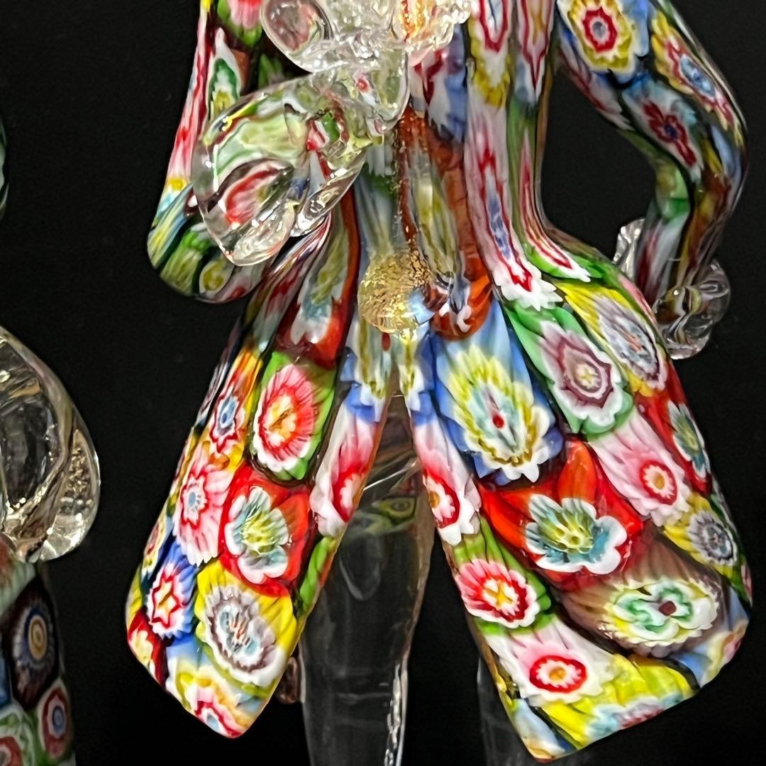 ベネチアンガラス ペア 人形 ミルフィオリ 貴族 ガラス工芸品 置物