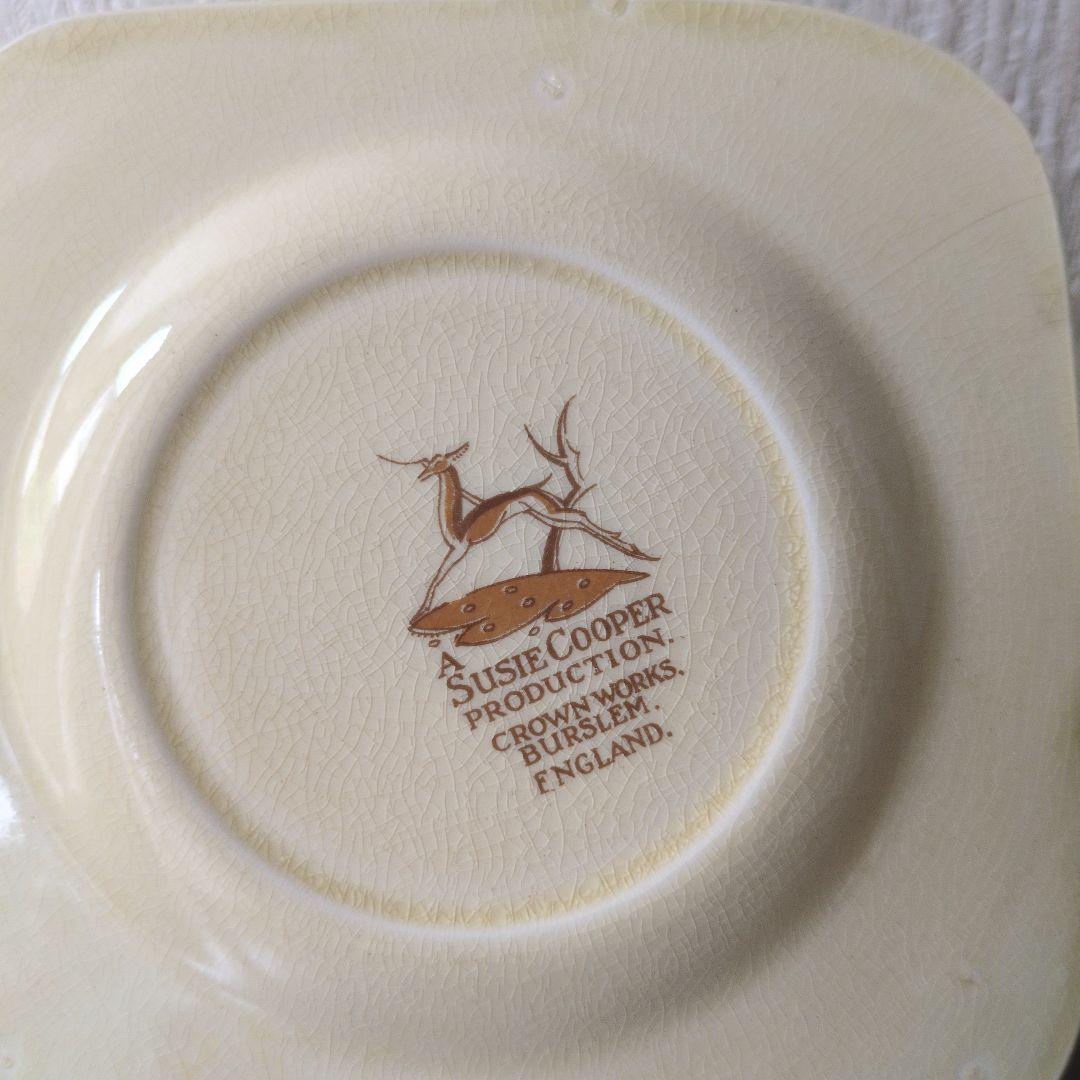 レア＊スージークーパー＊スクエアプレート＊ドレスデン＊グレービーソースボウル