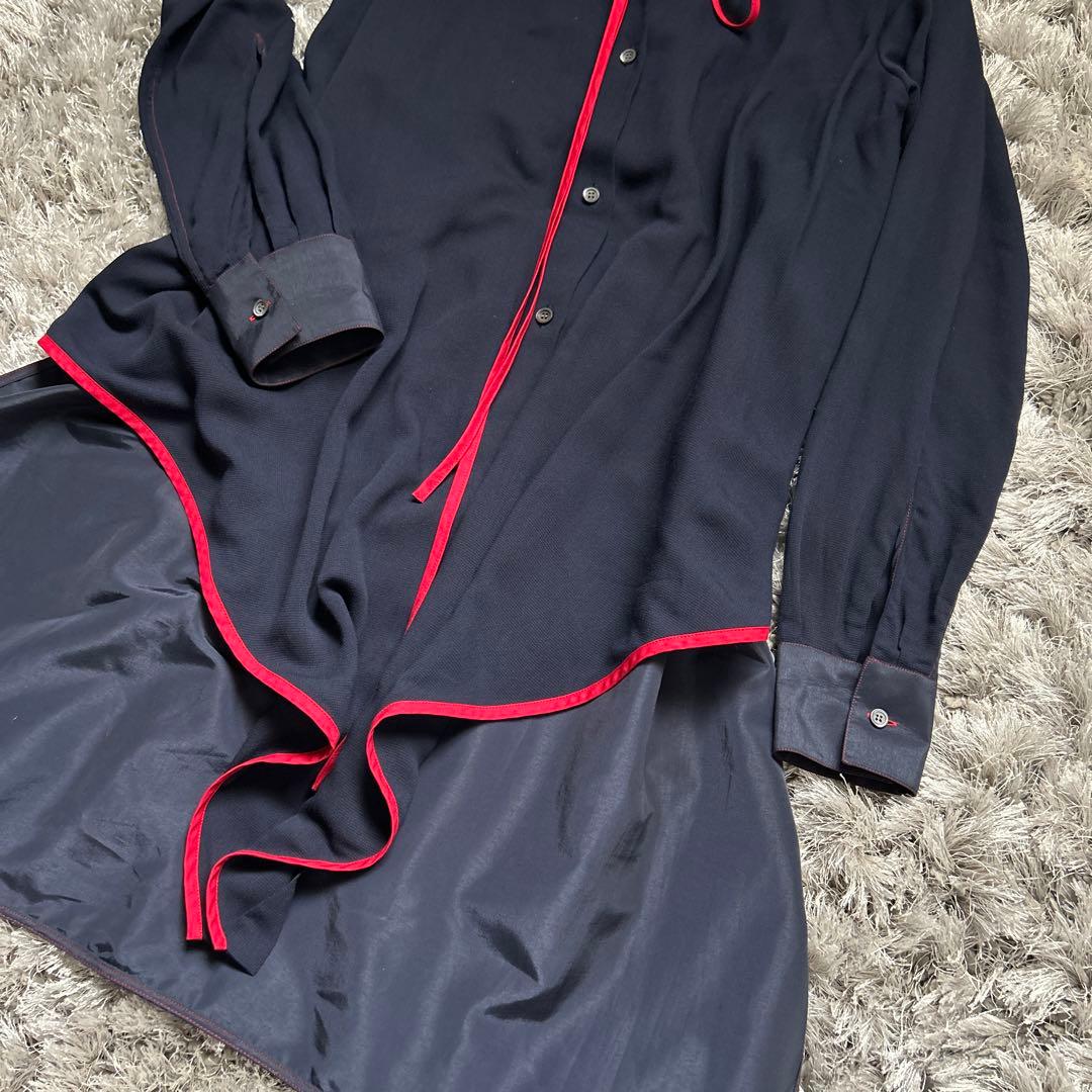 ロエベ　ロングシャツ　シャツドレス　袖シースルー　ターンアップ