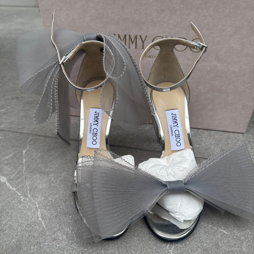 セール中⭐︎JIMMY CHOO シルバー リボン　アシメントリー　サンダル