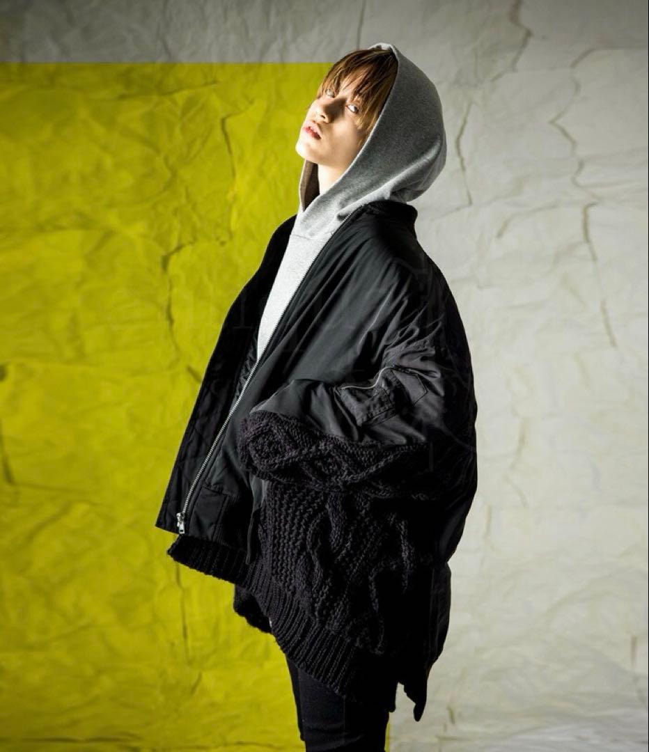 1717◆antiqua アンティカ MA-1ドッキングアウター ブラック