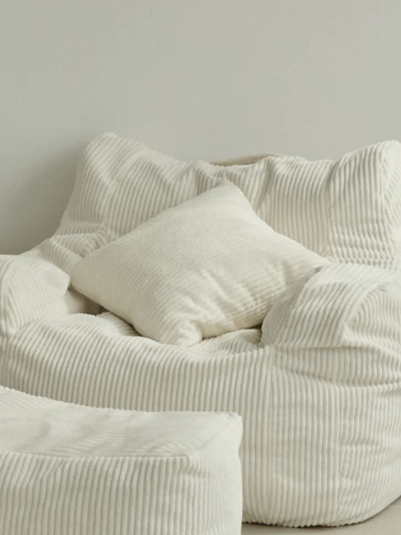 ぽよこLOOSYHUGME 1人掛けビーズソファIVORY +未使用カバー