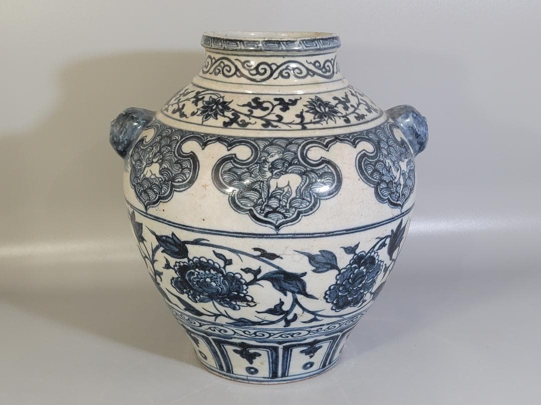 中国 染付 纏枝蓮花紋 瓶