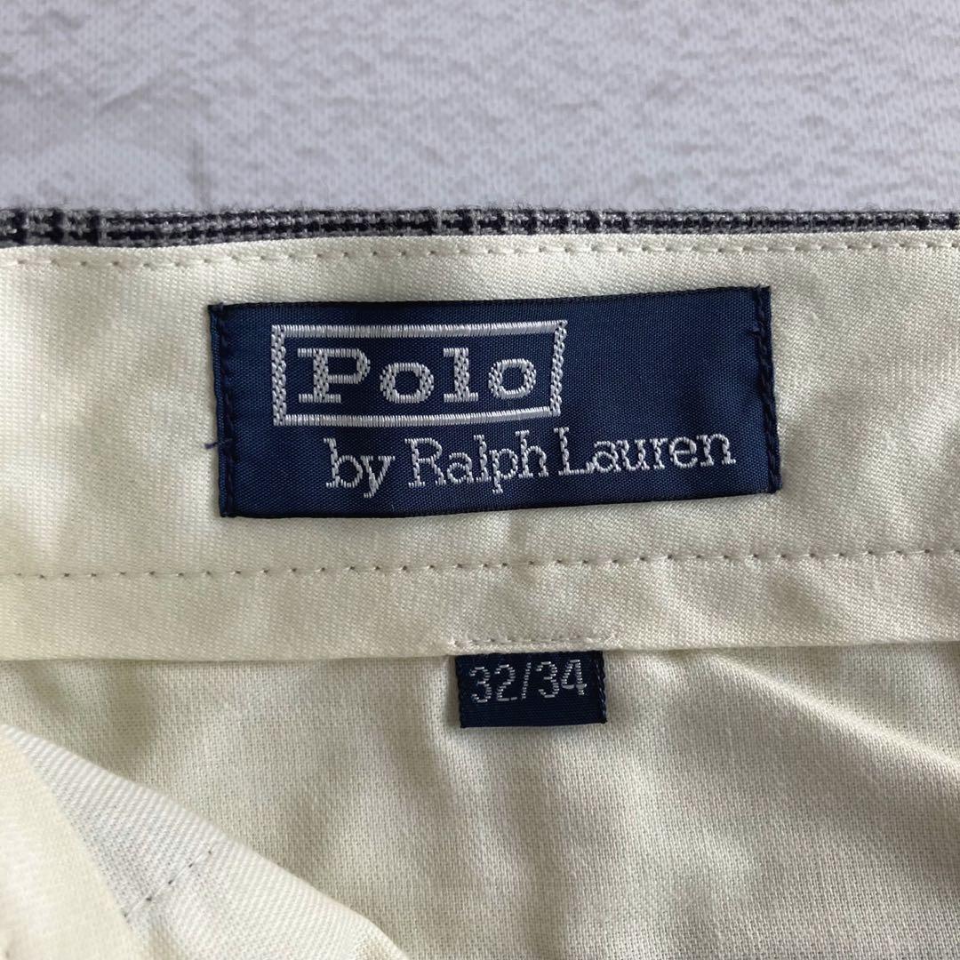 【新品未使用】ポロラルフローレン グレンチェック コットン ウール スラックス