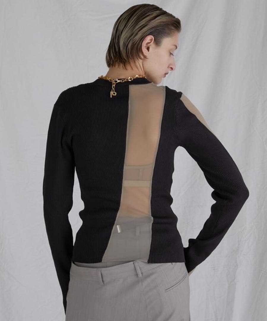 トップス PRANK PROJECT Sheer Docking Rib Knit
