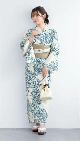 画像の帯・お任せ帯締め・お任せ下駄つき◆ノー皺加工最高級クールパス◆紫陽花浴衣